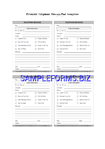 Telephone Message Pad Templates pdf free
